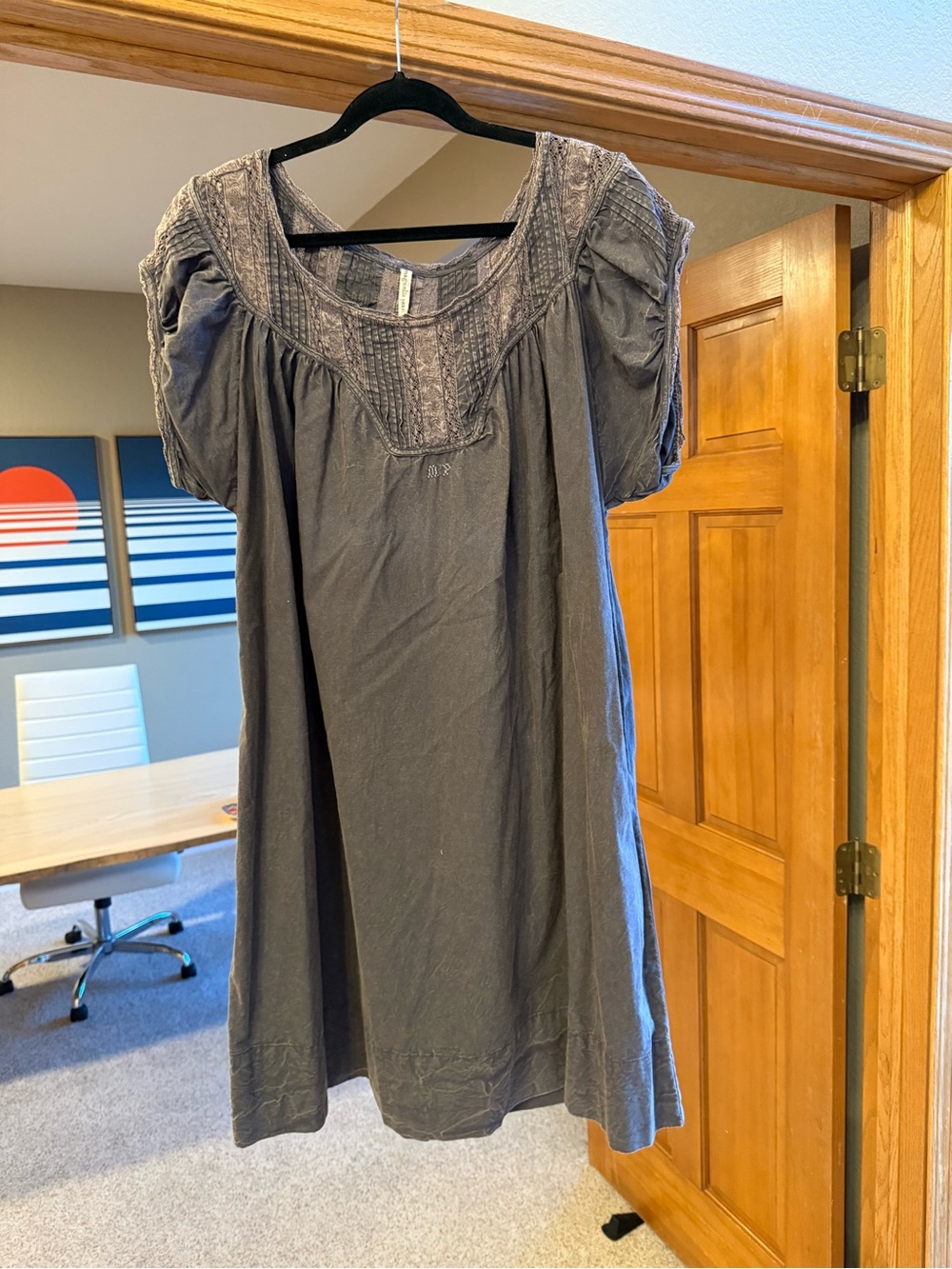 Magnolia Pearl Slate Gray Embroidered Midi Dress